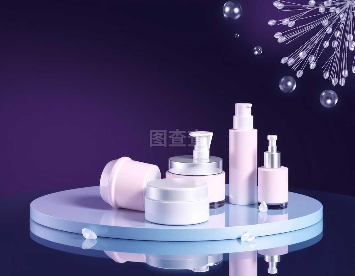 3D寫實矢量圖示 化妝品產品模板為廣告與雜志背景設計